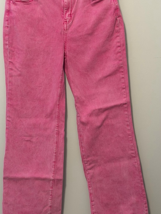 Zenana Outfitters Denim - Zenana Pink Bootcut Jeans XL Raw Hem Stretch Denim Trendy Bright Wash